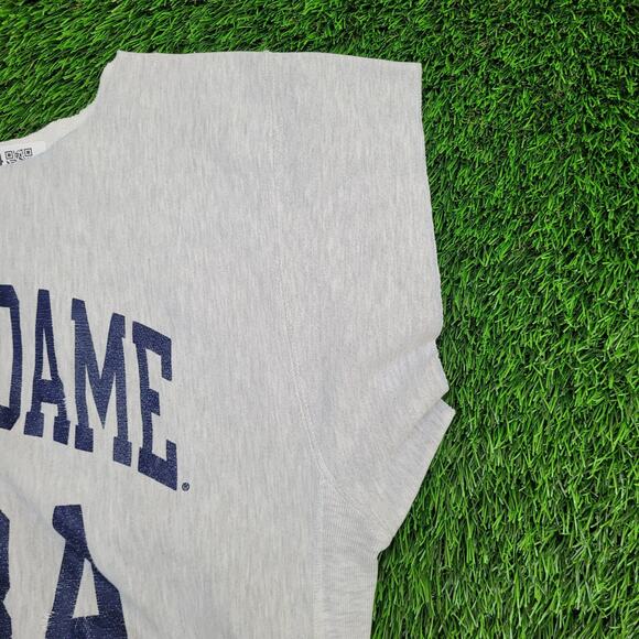 Vintage 90s Notre-Dame MBA Sweatshirt Medium 20x27 Gray USA - Picture 9 of 11